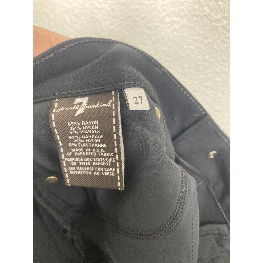 7 For All Mankind Pants Womens 27 Black Skinny Stretch Denim Gold Hardware USA - Picture 15 of 16